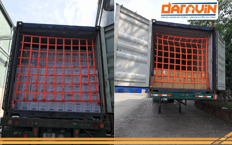 Lưới chắn container dây Polyester giúp bảo vệ hàng hóa có tải trọng nặng trên container
